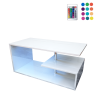 LED Coffee Table for Living Room; Modern Coffee Table; High Gloss White Finish Centre Sofa Table; S-Shaped Open Storage Shelf (39.3"L x 19.5"W x 18.1"