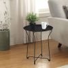 Atlantic Round Metal Tray Black End Side Table; Removable Tray Outdoor & Indoor Drink; Snack; Coffee Table; Telephone Table