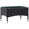 vidaXL Coffee Table Black 23.6"x15.7"x14.2" Poly Rattan