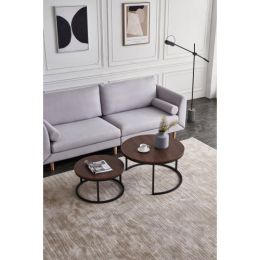 Modern Nesting coffee table; Black color frame with walnut top-32"