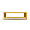 HT Design Kipp Cross Legs Wooden Frame Rectengular Coffee Table for Living Rooms with Interior Shelving; Walnut/Yellow