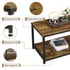 Industrial Rectangular Wood and Metal Coffee Table; Rustic Brown
