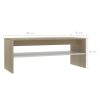 vidaXL Coffee Table White and Sonoma Oak 39.4"x15.7"x15.7" Engineered Wood