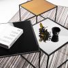Set of 3 Mirror Top Nesting Coffee Table End/Side Table Set in Black Steel Tube