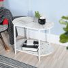 End Table 24" 2-Tiers Oval Nightstand; Modern Marble Small Table Coffee Tea Sofa Table for Living Room Indoor Balcony