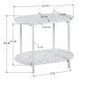 End Table 24" 2-Tiers Oval Nightstand; Modern Marble Small Table Coffee Tea Sofa Table for Living Room Indoor Balcony