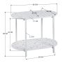 End Table 24" 2-Tiers Oval Nightstand; Modern Marble Small Table Coffee Tea Sofa Table for Living Room Indoor Balcony