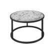 Round Coffee Table Set of 2 Set of 2 Nesting Tables; Metal Frame & Glass Top End Tables for Living Room Bedroom