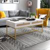2 Rattan Drawer Coffee Table; Modern Furniture Decor; for Living Room Reception; Easy Assembly; Rectangular Unique Coffee Table