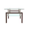 Rectangle Walnut Glass Coffee Table; Clear Coffee Table; Modern Side Center Tables for Living Room; Living Room Furniture