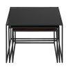Set of 3 Mirror Top Nesting Coffee Table End/Side Table Set in Black Steel Tube