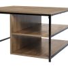 Vintage Square Wood Coffee Table with Storage; Metal Frame