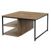 Vintage Square Wood Coffee Table with Storage; Metal Frame