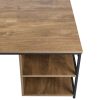 Vintage Square Wood Coffee Table with Storage; Metal Frame