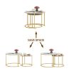 Marble Coffee Table End table 12-gon Shape; 25.6 " White Artificial Marble Top and Black Metal Legs can be used in living room; outdoor; anti-tip.(whi