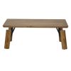 Rectangular Wooden Coffee Table with Block Legs; Natural Brown