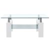 vidaXL Coffee Table White and Transparent 37.4"x21.7"x15.7" Tempered Glass