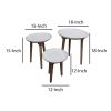 Mango Wood Bowl Top Side End Coffee Table with Angled Tripod Base; Set of 3; White and Brown