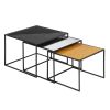 Set of 3 Mirror Top Nesting Coffee Table End/Side Table Set in Black Steel Tube
