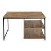 Vintage Square Wood Coffee Table with Storage; Metal Frame