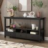 3 Tier Vintage Solid Console Table with 3 Drawers and Shelves; Industrial Console Table Coffee Table for Living Room Entry Bedroom Black Color