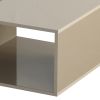 35 Inch Contemporary 2 Tone Wood Coffee Table; 2 Open Compartments; Light Gray; Cream
