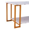 Coffee Table;  2 Layers 1.5cm Thick Marble MDF Rectangle 39.37" L Tabletop Iron Coffee Table ;  Dining Room;  Coffee Shop;  Resterant;  White Top;  Go