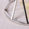 Set of 1 Round Glass Top Side Table for Living Room- Black Grey Tempered Glass & Silver Stainless Steel Frame; 19.5" Modern Spiral Center Table Small