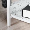 End Table 24" 2-Tiers Oval Nightstand; Modern Marble Small Table Coffee Tea Sofa Table for Living Room Indoor Balcony