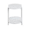 End Table 24" 2-Tiers Oval Nightstand; Modern Marble Small Table Coffee Tea Sofa Table for Living Room Indoor Balcony