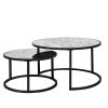 Round Coffee Table Set of 2 Set of 2 Nesting Tables; Metal Frame & Glass Top End Tables for Living Room Bedroom