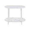 End Table 24" 2-Tiers Oval Nightstand; Modern Marble Small Table Coffee Tea Sofa Table for Living Room Indoor Balcony