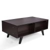 Modern Lift Top Coffee Table with Hidden Compartment and 2 Open Shelves;  Wooden Table Furniture for Home;  Living Room