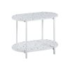 End Table 24" 2-Tiers Oval Nightstand; Modern Marble Small Table Coffee Tea Sofa Table for Living Room Indoor Balcony