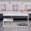 LED Coffee Table for Living Room; Modern Coffee Table; High Gloss White Finish Centre Sofa Table; S-Shaped Open Storage Shelf (39.3"L x 19.5"W x 18.1"