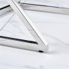 3 Pieces Silver Square Nesting Glass End Tables(X shape frame)- Small Coffee Table Set- Stainless Steel Small Coffee Tables with Clear Tempered Glass-
