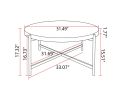 33"Modern Thread Design Round Coffee Table ; MDF Table Top with Cross Legs Metal Base