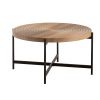 33"Modern Thread Design Round Coffee Table ; MDF Table Top with Cross Legs Metal Base