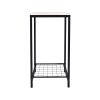 2-Tier End Table; Industrial Side Table Nightstand with Durable Metal Frame; Coffee Table with Mesh Shelves for Living Room; Oak Finish