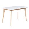47.2" Modern Dining Table; Solid Wood Dining Table Leisure Coffee Tea Table; white