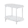 End Table 24" 2-Tiers Oval Nightstand; Modern Marble Small Table Coffee Tea Sofa Table for Living Room Indoor Balcony