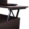 Modern Lift Top Coffee Table with Hidden Compartment and 2 Open Shelves;  Wooden Table Furniture for Home;  Living Room