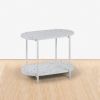 End Table 24" 2-Tiers Oval Nightstand; Modern Marble Small Table Coffee Tea Sofa Table for Living Room Indoor Balcony