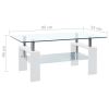vidaXL Coffee Table White and Transparent 37.4"x21.7"x15.7" Tempered Glass