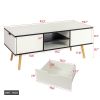 COFFEE TABLE; computer table; white color; solid wood legs support; big storage space; for Dining Room; Kitchen; Small Spaces; Wooden legs and white