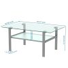 Transparent glass grey coffee table; modern simple; living room coffee table; side center table