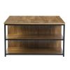 Vintage Square Wood Coffee Table with Storage; Metal Frame