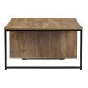 Vintage Square Wood Coffee Table with Storage; Metal Frame