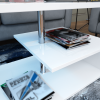 LED Coffee Table for Living Room; Modern Coffee Table; High Gloss White Finish Centre Sofa Table; S-Shaped Open Storage Shelf (39.3"L x 19.5"W x 18.1"