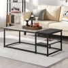 Modern Coffee Table with Storage Shelf; Rustic Gray/Black